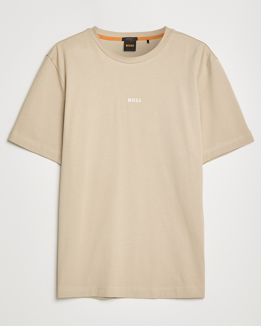 Men | T-Shirts | BOSS ORANGE | BOSS Casual Tchup Logo Crew Neck Tee Light Beige