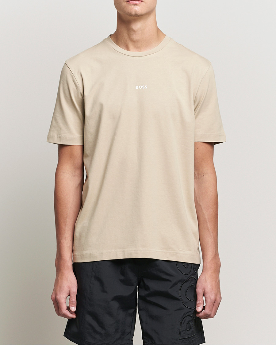 Men | T-Shirts | BOSS ORANGE | BOSS Casual Tchup Logo Crew Neck Tee Light Beige