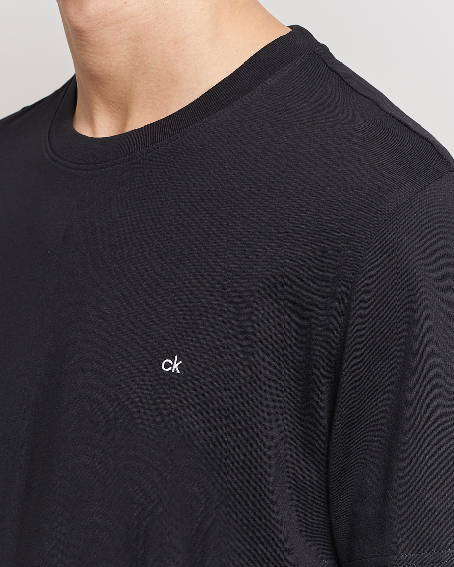 Men | T-Shirts | Calvin Klein | Cotton Embroidery Logo Crew Neck T-Shirt Black