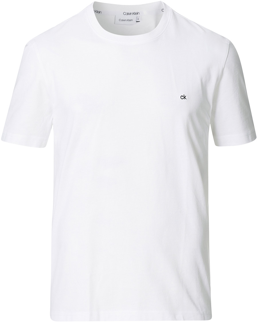Men | T-Shirts | Calvin Klein | Cotton Embroidery Logo Crew Neck T-Shirt White