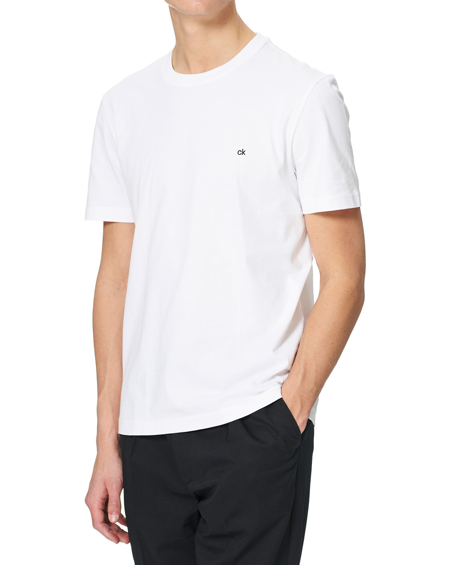 Men | T-Shirts | Calvin Klein | Cotton Embroidery Logo Crew Neck T-Shirt White