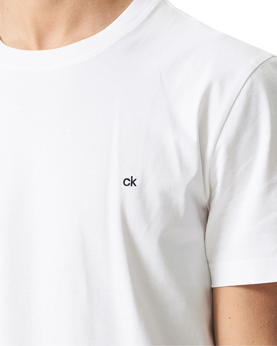 Men | T-Shirts | Calvin Klein | Cotton Embroidery Logo Crew Neck T-Shirt White