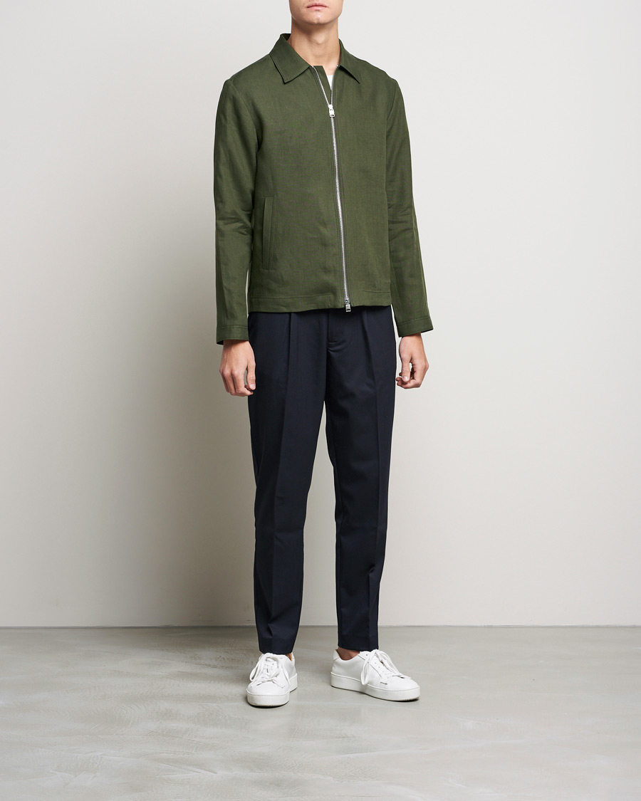 Men | Coats & Jackets | Tiger of Sweden | Maddon Linen Shirt Jacket Green