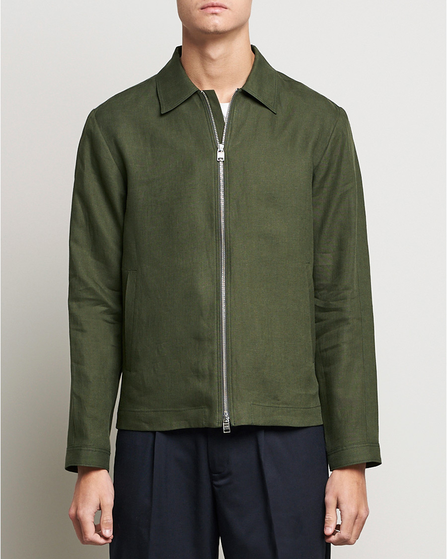Men | Shirts | Tiger of Sweden | Maddon Linen Shirt Jacket Green