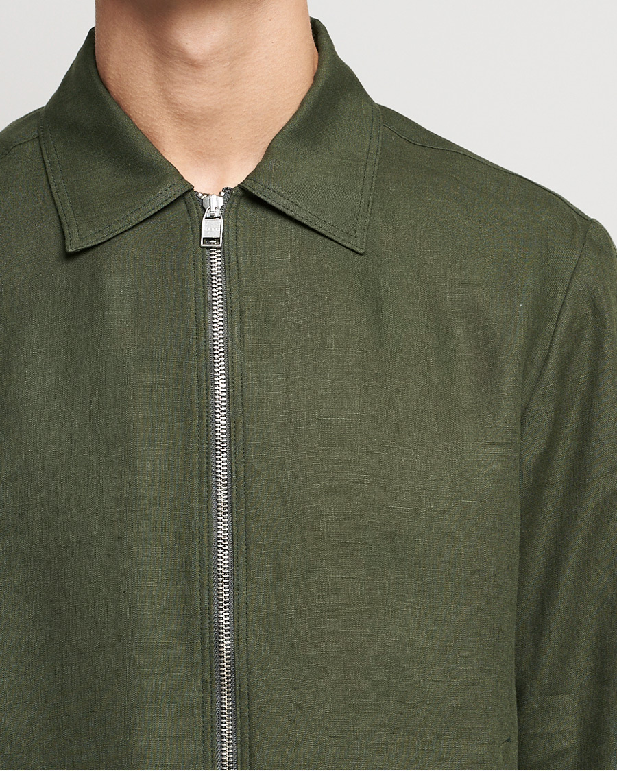 Men | Coats & Jackets | Tiger of Sweden | Maddon Linen Shirt Jacket Green