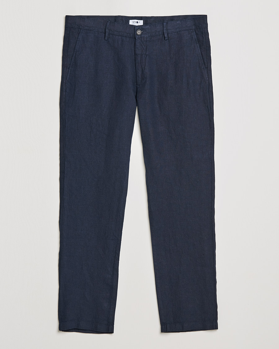 Men | Linen Trousers | NN07 | Karl Linen Trousers Navy