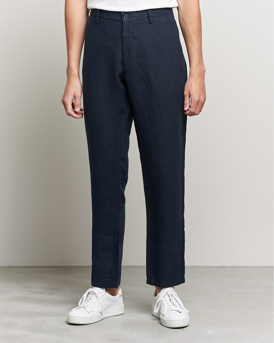 Men | Linen Trousers | NN07 | Karl Linen Trousers Navy