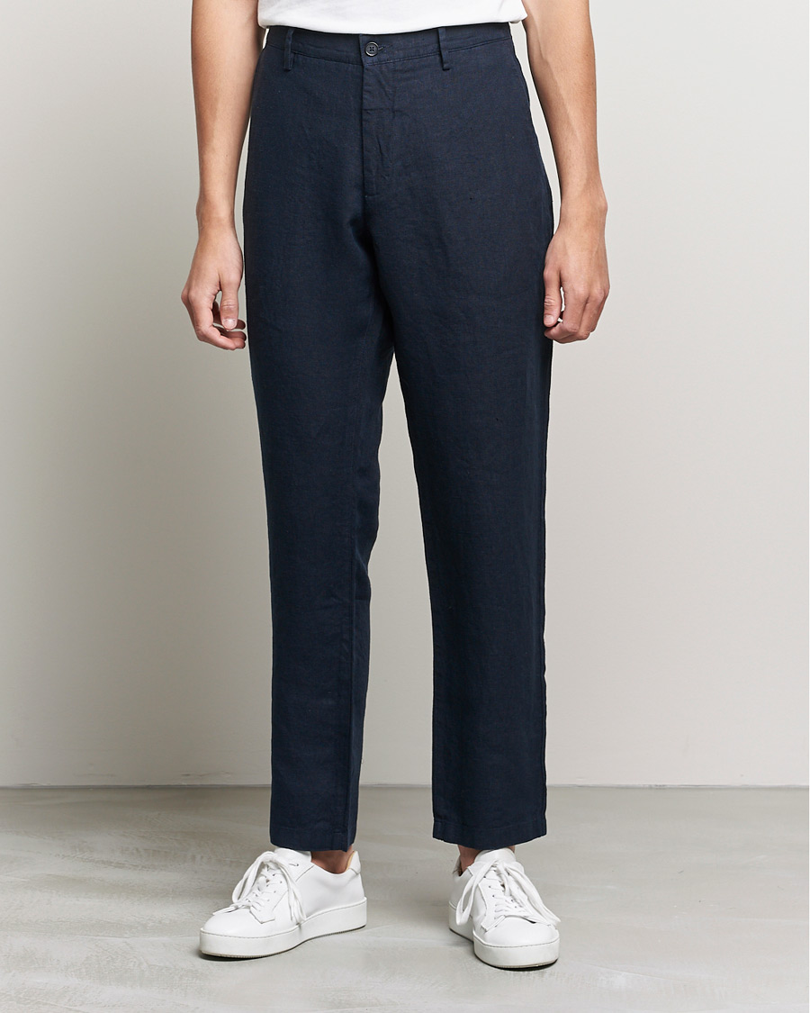 Men | Trousers | NN07 | Karl Linen Trousers Navy