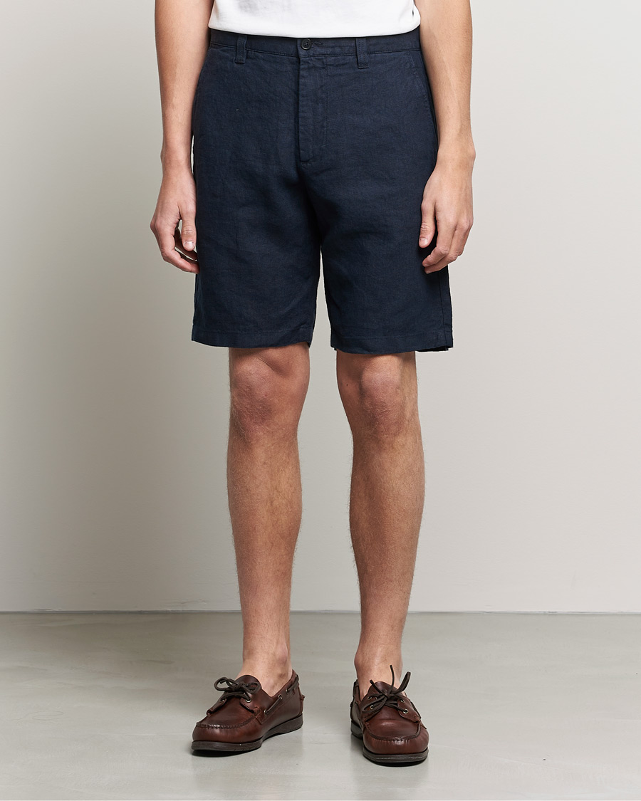 Men | Linen Shorts | NN07 | Crown Linen Shorts Navy