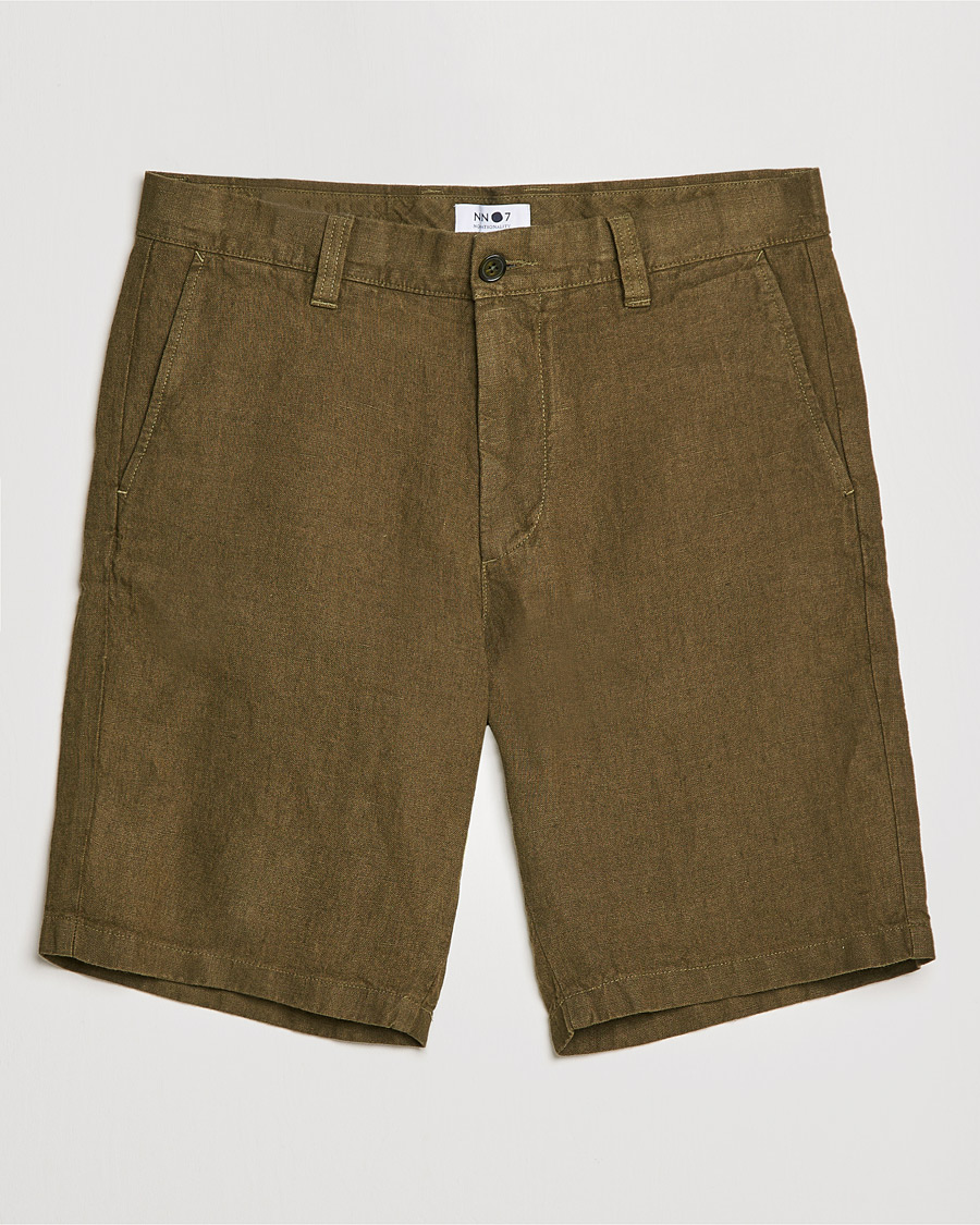 Men | Linen Shorts | NN07 | Crown Linen Shorts Dark Olive
