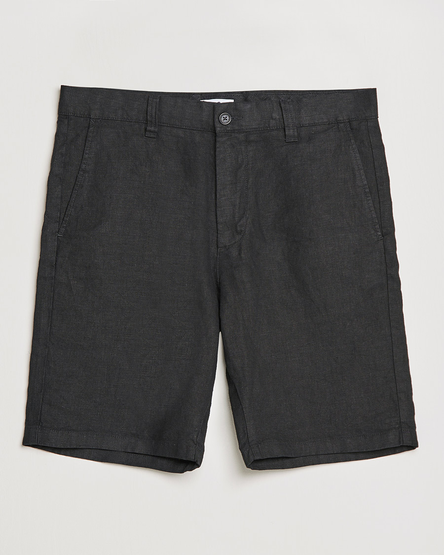 Men | Linen Shorts | NN07 | Crown Linen Shorts Black