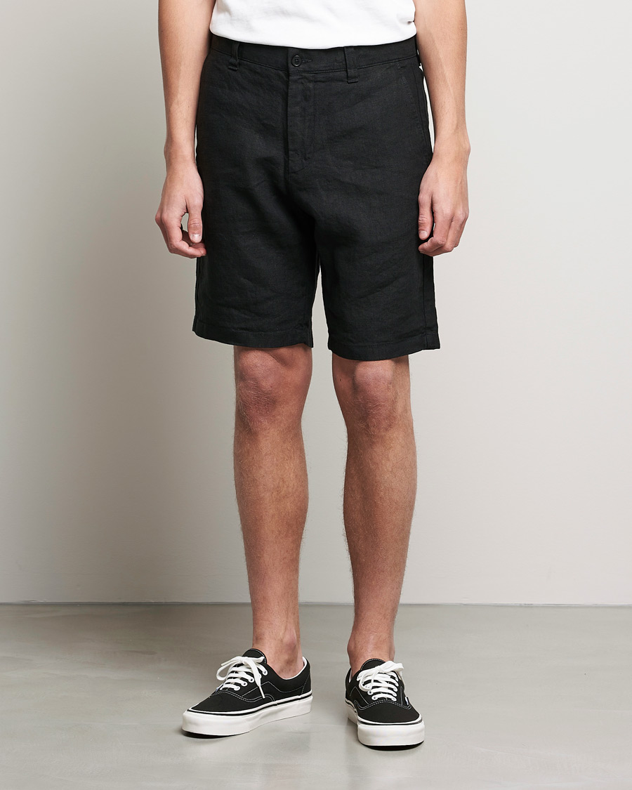 Men | Shorts | NN07 | Crown Linen Shorts Black