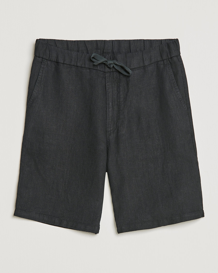 Men | Linen Shorts | NN07 | Keith Drawstring Linen Shorts Black