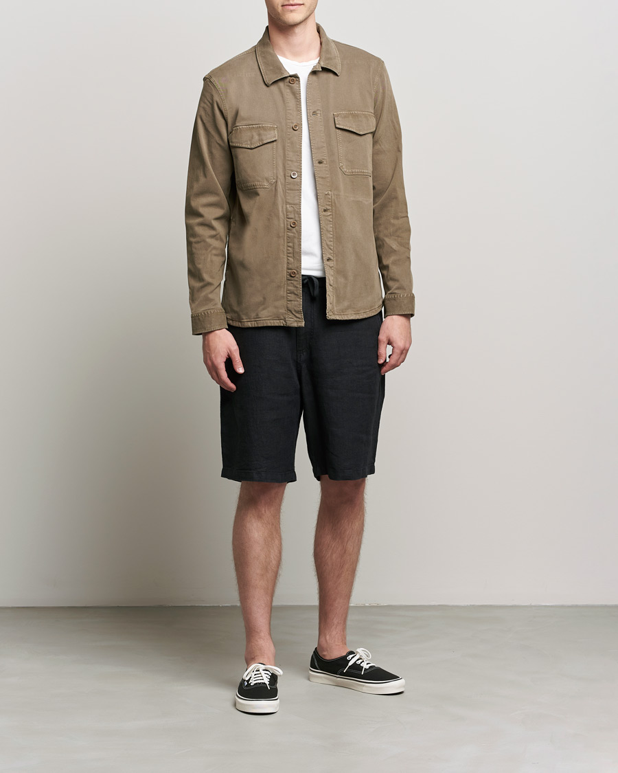 Men | Shorts | NN07 | Keith Drawstring Linen Shorts Black