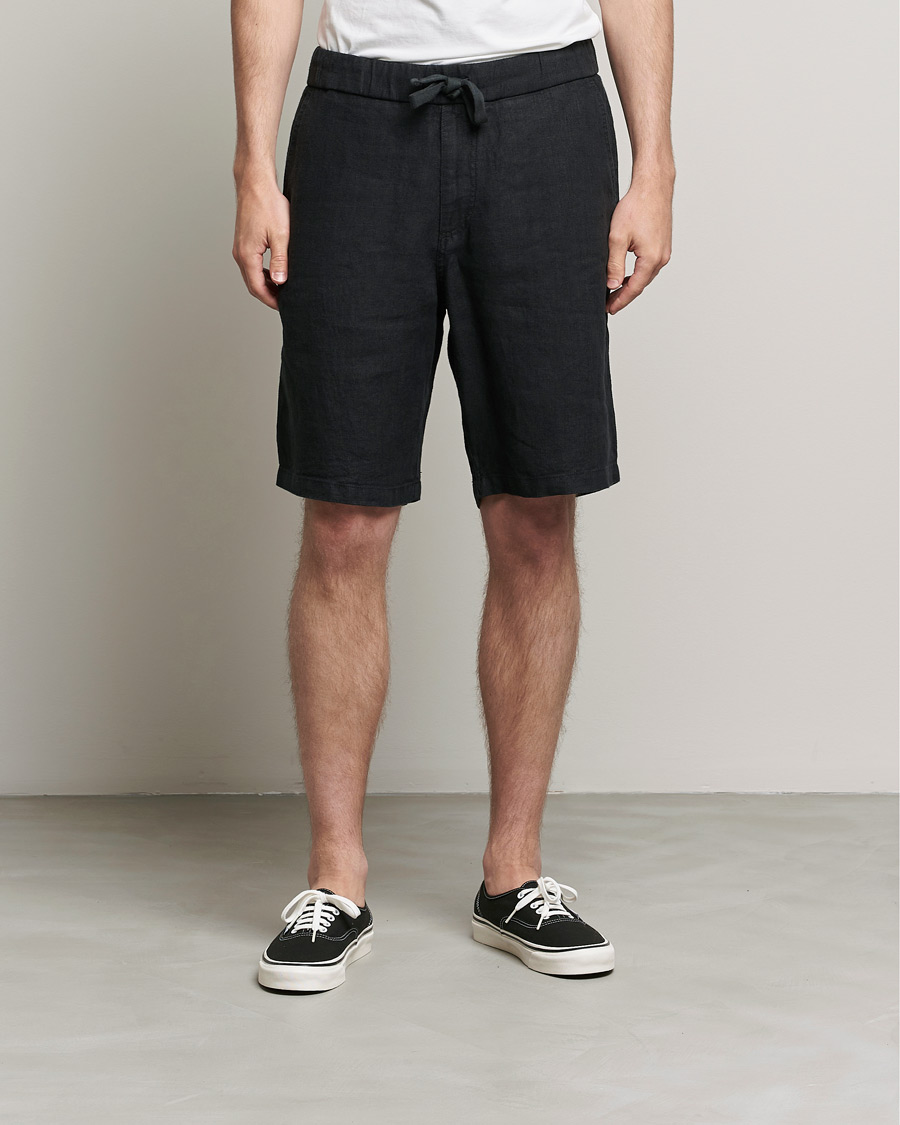 Men | Shorts | NN07 | Keith Drawstring Linen Shorts Black