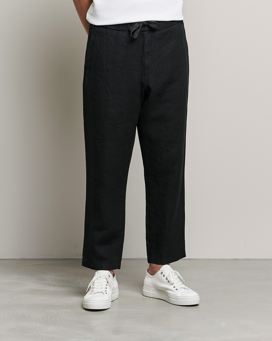 Men |  | NN07 | Keith Drawstring Linen Trousers Black