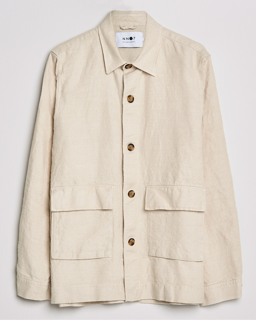 Men | Shirts | NN07 | Cedric Heavy Linen Shirt Jacket Ecru