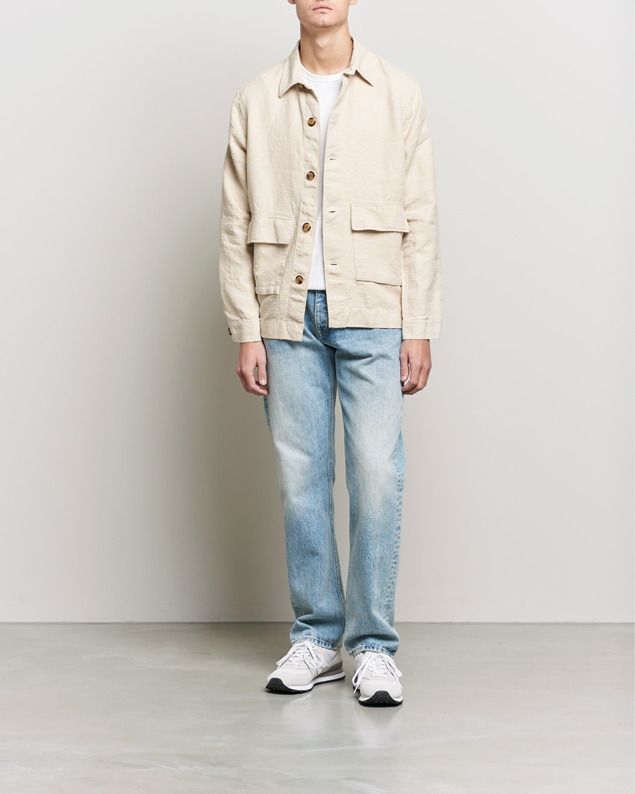 Men | Shirts | NN07 | Cedric Heavy Linen Shirt Jacket Ecru