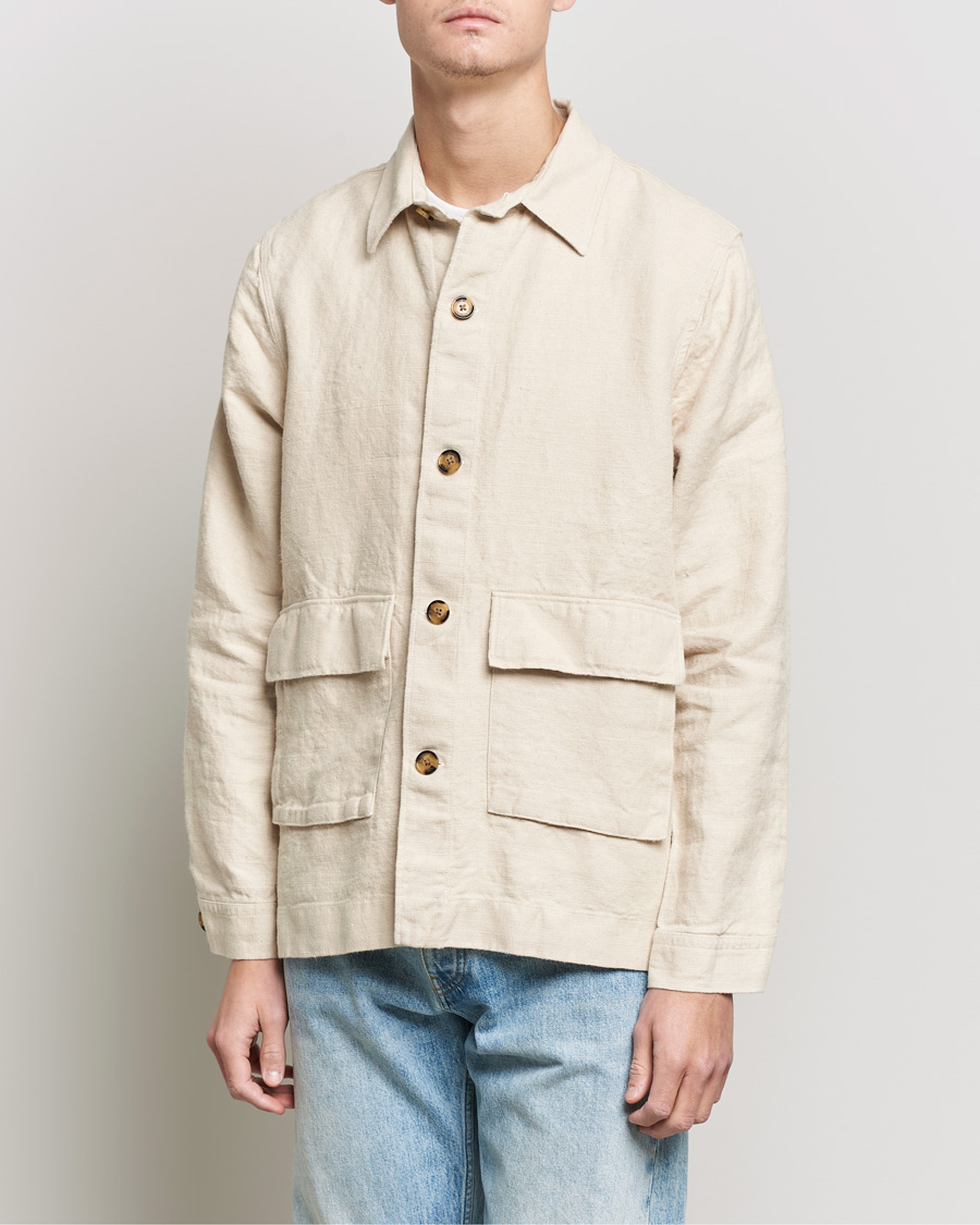Men | Shirts | NN07 | Cedric Heavy Linen Shirt Jacket Ecru