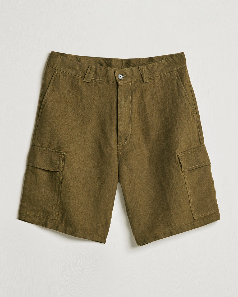 Men | Shorts | NN07 | Arnie Cargo Linen Shorts Dark Olive