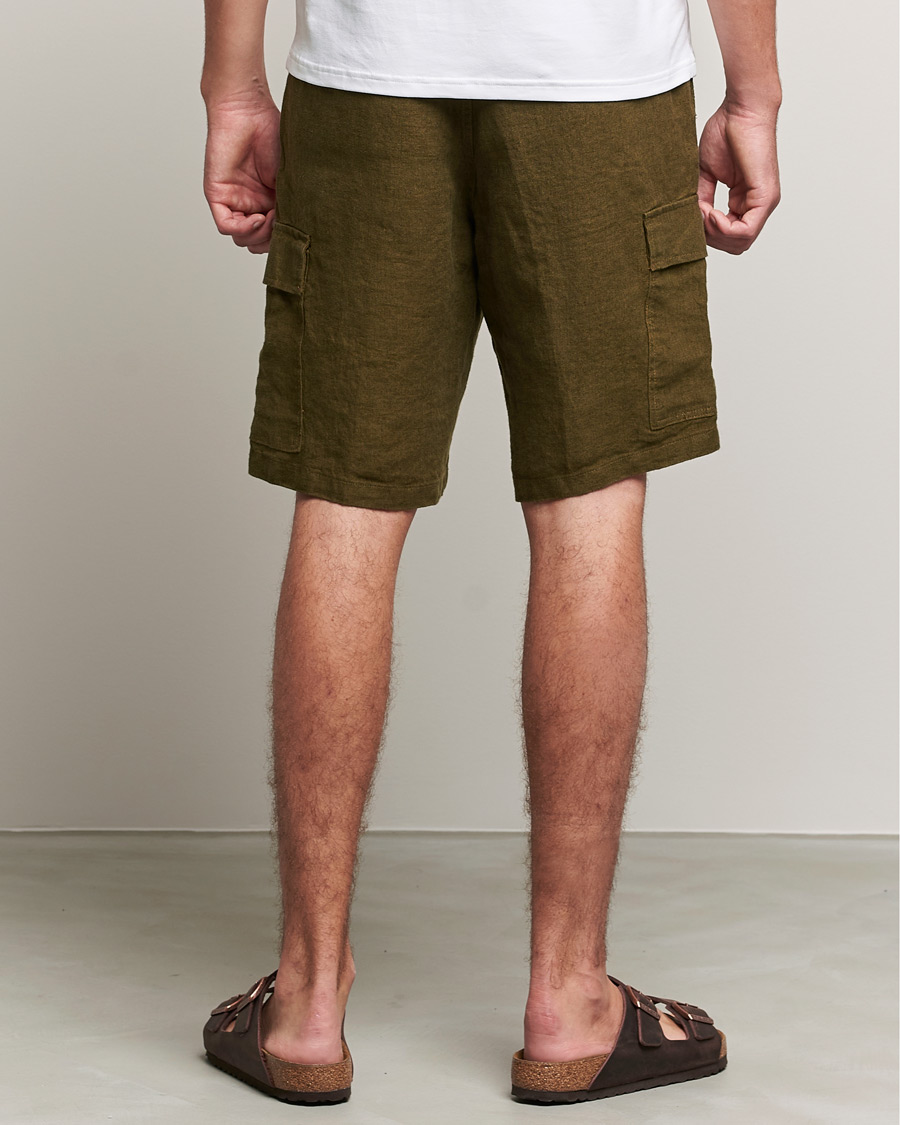 Men | Shorts | NN07 | Arnie Cargo Linen Shorts Dark Olive