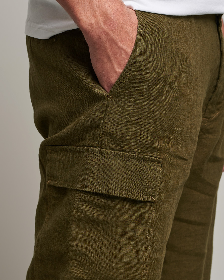 Men | Shorts | NN07 | Arnie Cargo Linen Shorts Dark Olive