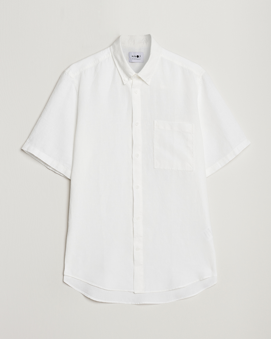 Men | Shirts | NN07 | Arne Linen Short Sleeve Shirt White