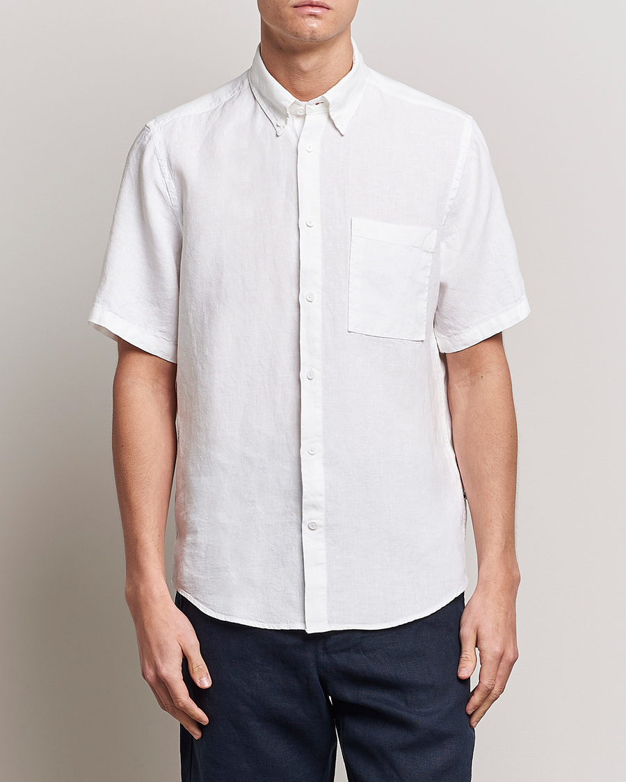 Men | Shirts | NN07 | Arne Linen Short Sleeve Shirt White