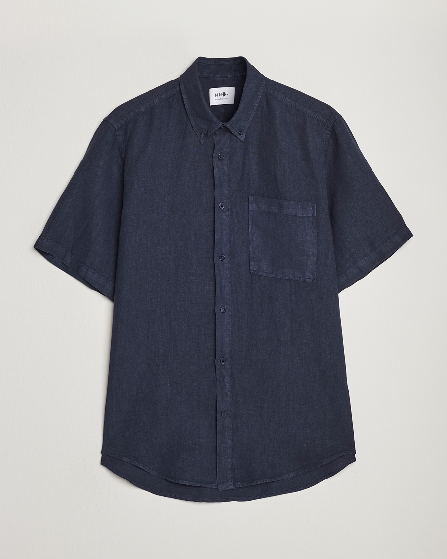 Men | Shirts | NN07 | Arne Linen Short Sleeve Shirt Navy
