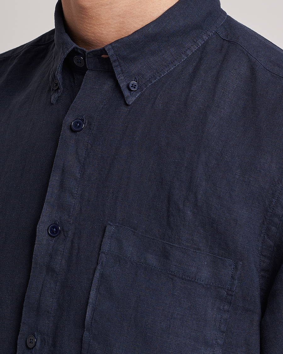 Men | Shirts | NN07 | Arne Linen Short Sleeve Shirt Navy