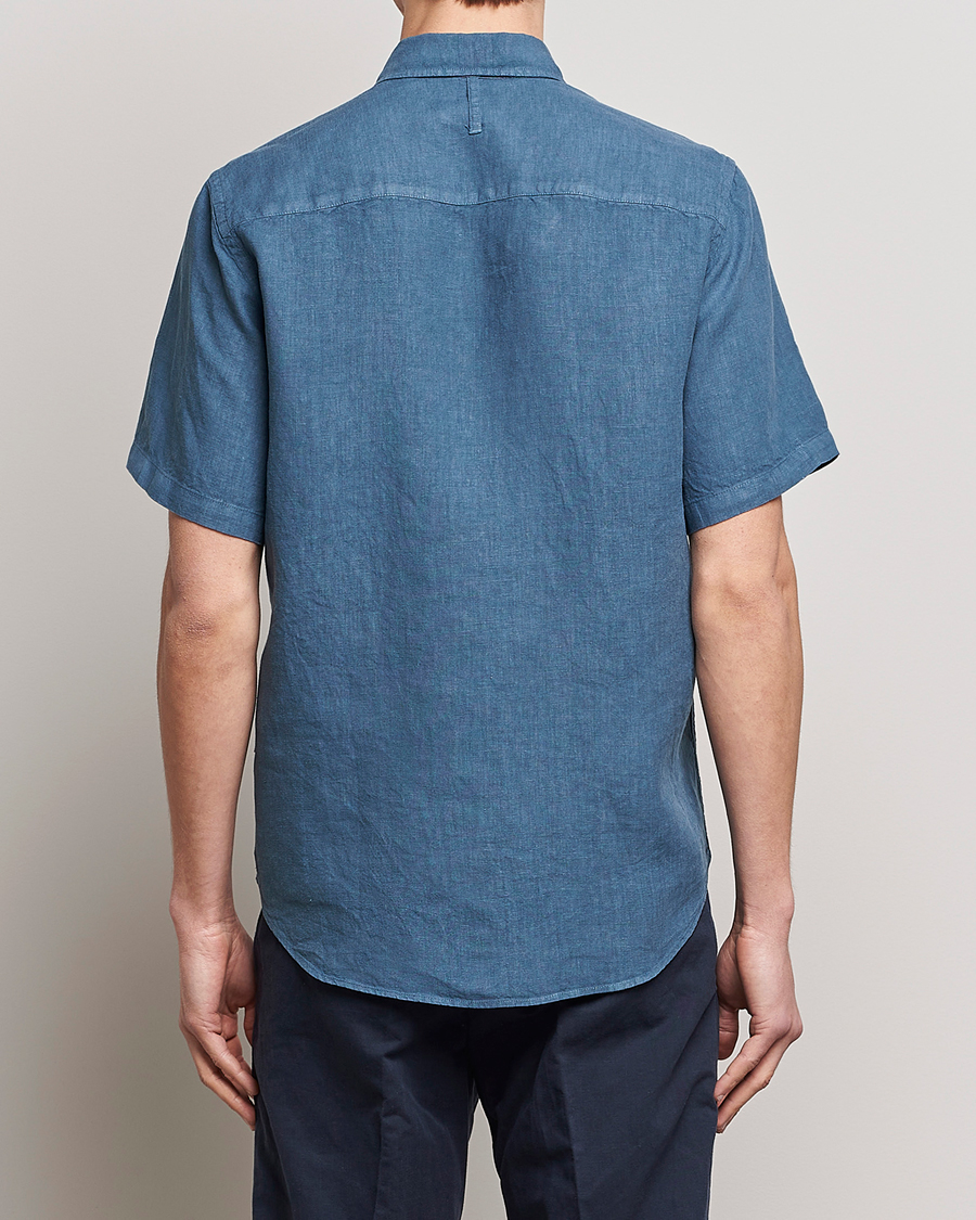Men | Shirts | NN07 | Arne Linen Short Sleeve Shirt Dust Blue