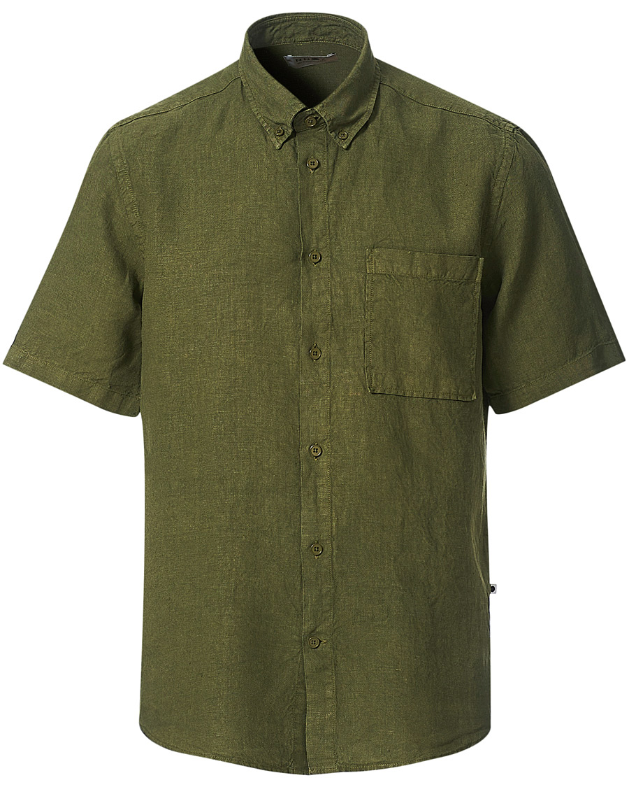 Men |  | NN07 | Arne Linen Short Sleeve Shirt Dark Olive