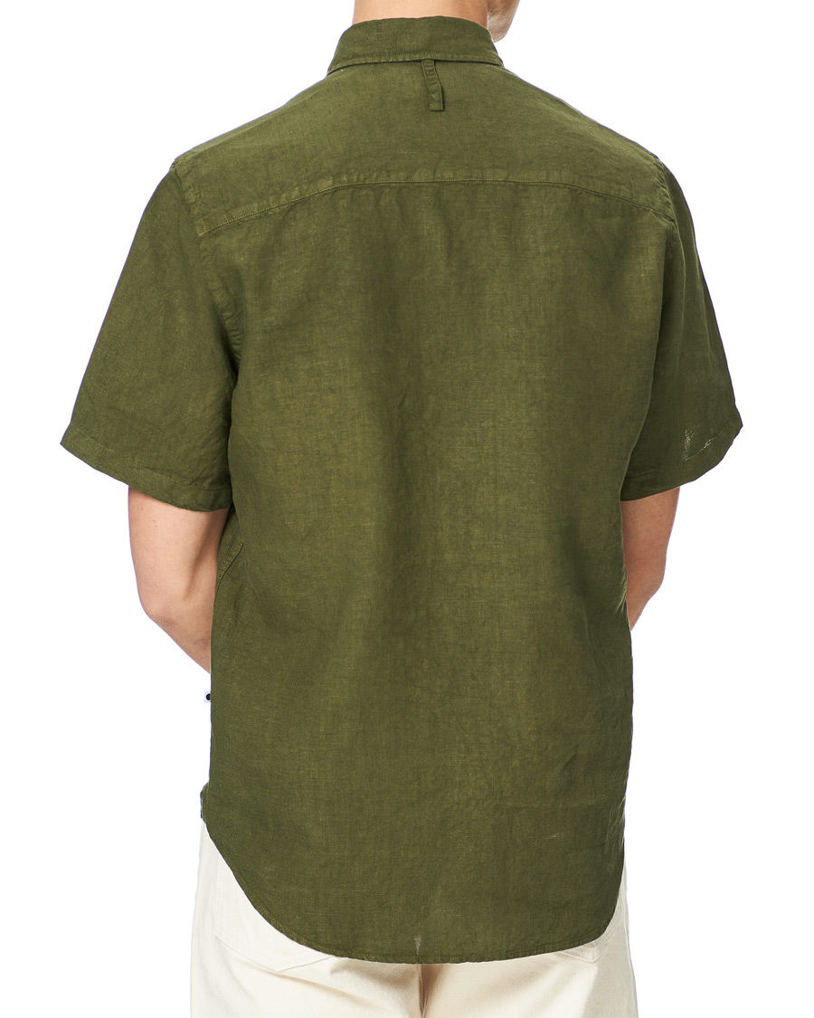 Men | Shirts | NN07 | Arne Linen Short Sleeve Shirt Dark Olive