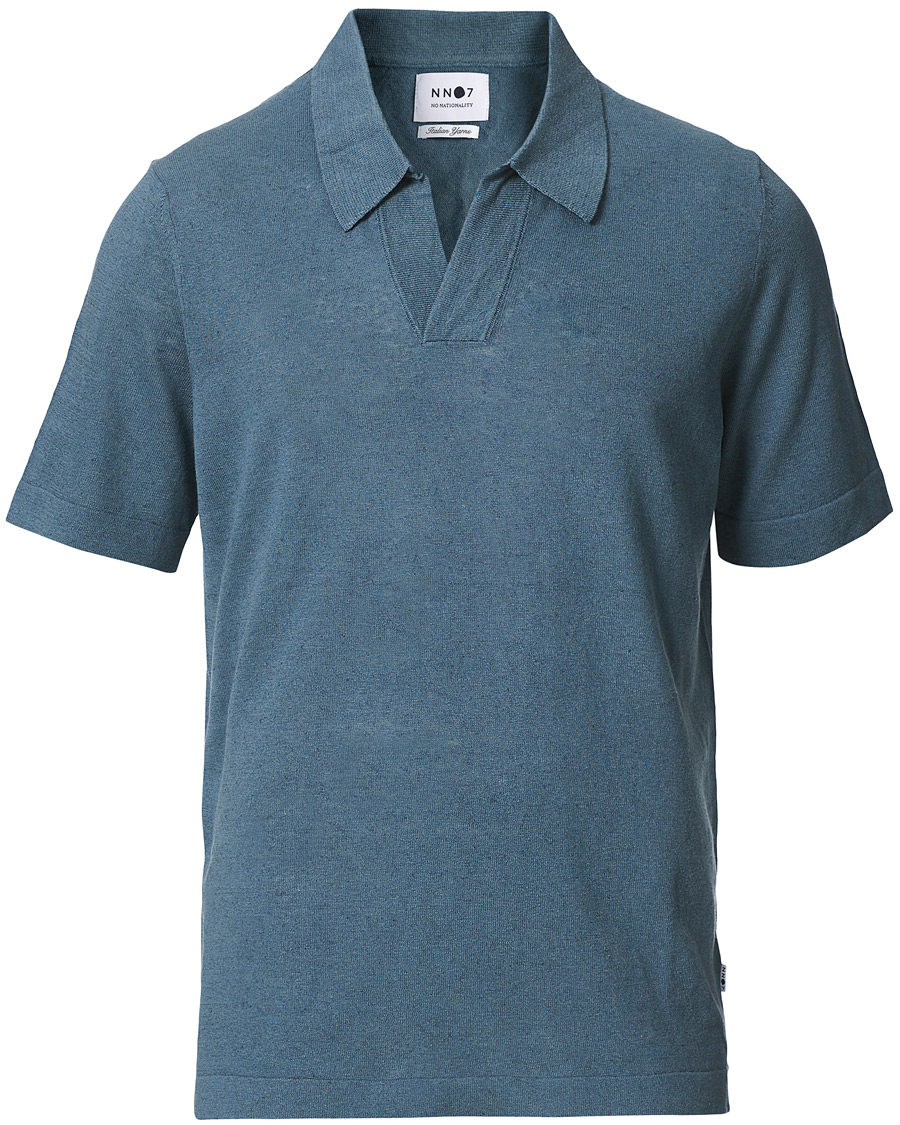 Men | Polo Shirts | NN07 | Ryan Cotton/Linen Polo Dust Blue
