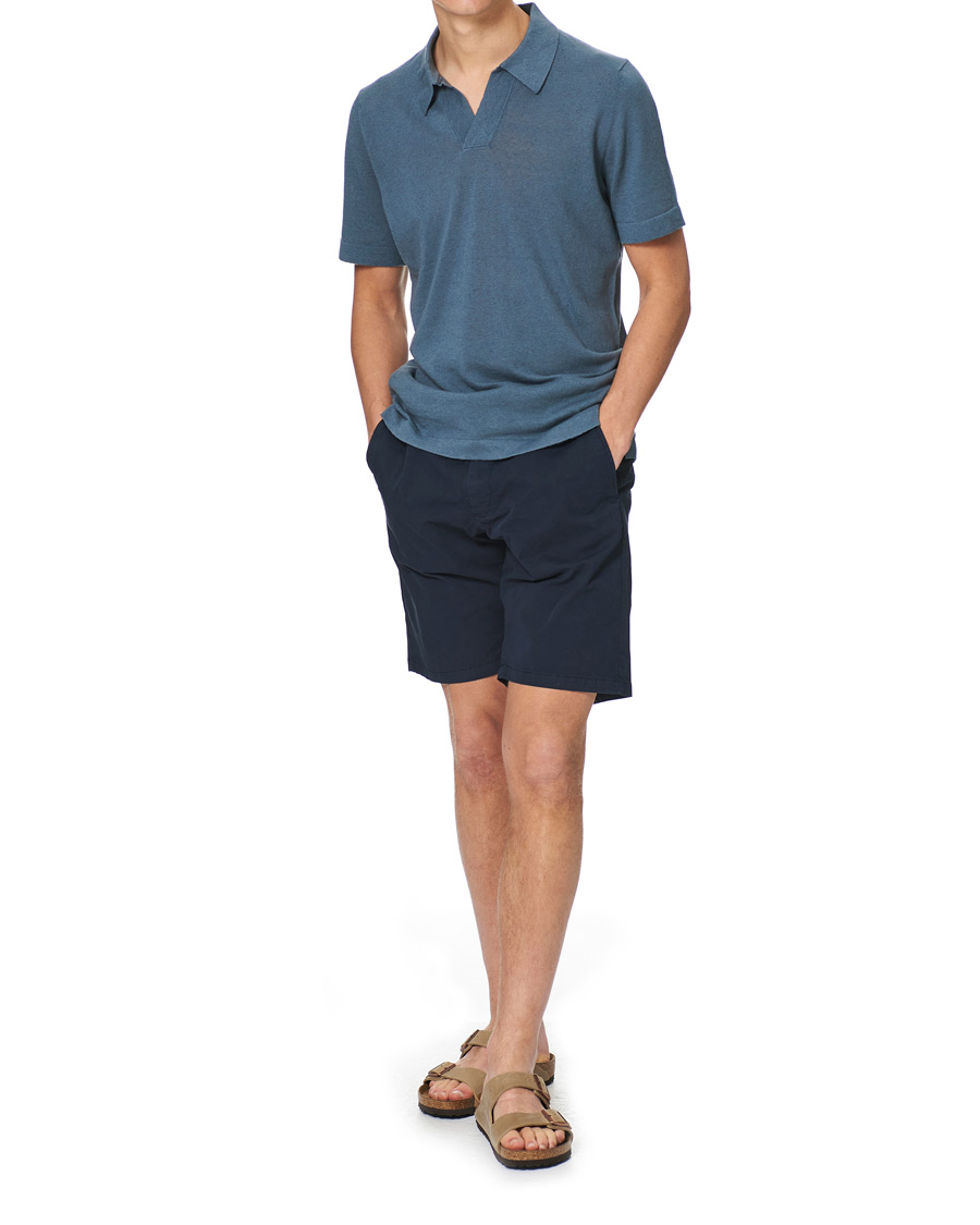 Men | Polo Shirts | NN07 | Ryan Cotton/Linen Polo Dust Blue