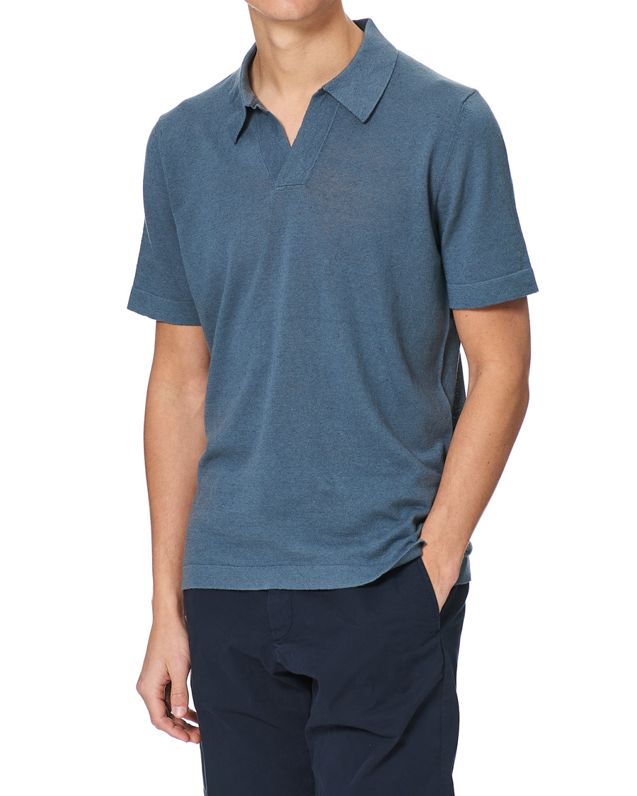 Men | Polo Shirts | NN07 | Ryan Cotton/Linen Polo Dust Blue