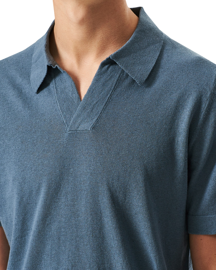 Men | Polo Shirts | NN07 | Ryan Cotton/Linen Polo Dust Blue