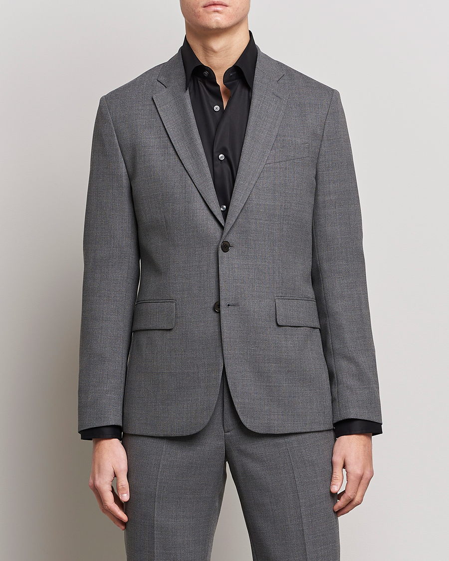 Men | Suit Jackets | J.Lindeberg | Hopper Active Hopsack Blazer Grey Melange