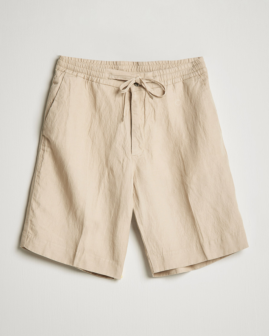 Men | Shorts | J.Lindeberg | Sasha Drape Linen Drawstring Shorts Safari Beige