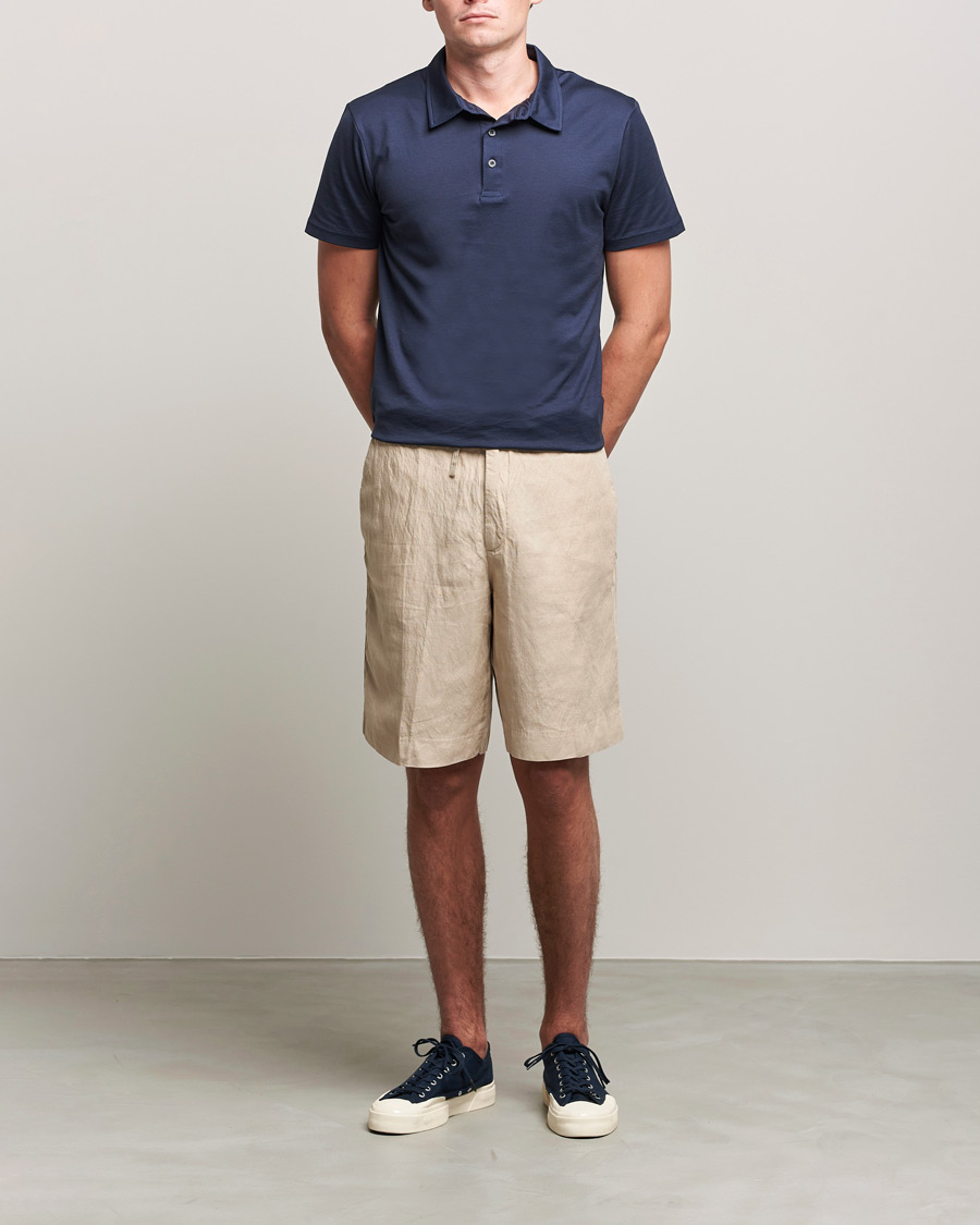 Men | Shorts | J.Lindeberg | Sasha Drape Linen Drawstring Shorts Safari Beige