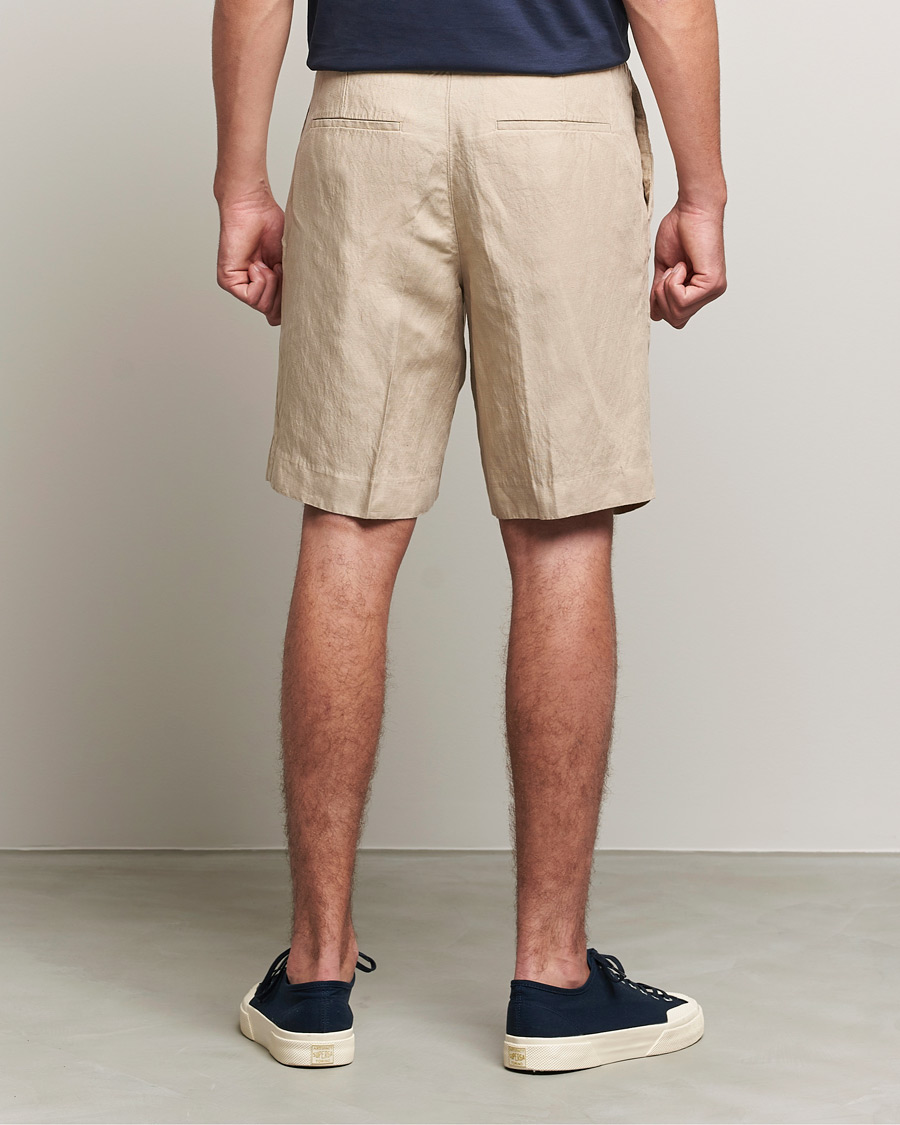Men | Shorts | J.Lindeberg | Sasha Drape Linen Drawstring Shorts Safari Beige