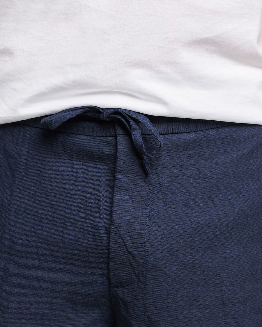 Men | Shorts | J.Lindeberg | Sasha Drape Linen Drawstring Shorts Navy