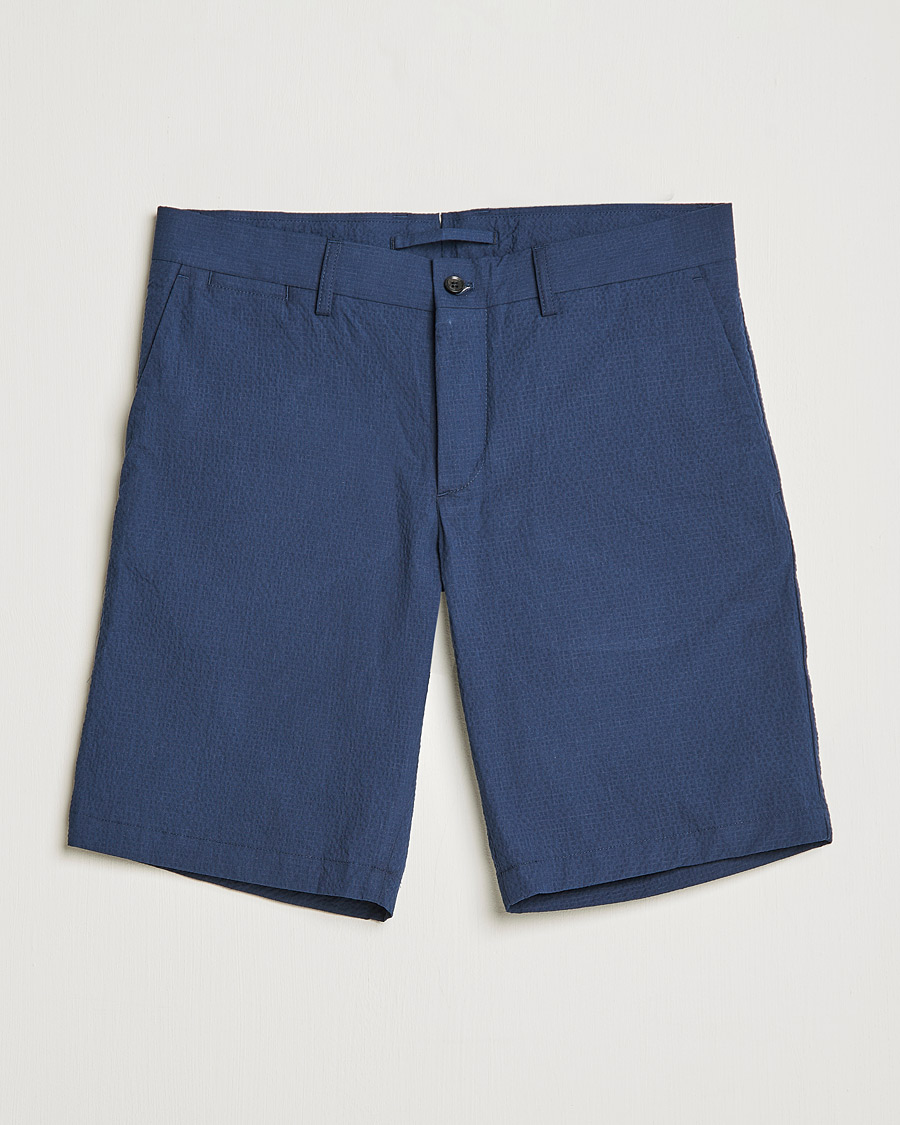 Men | Shorts | J.Lindeberg | Nathan Seersucker Shorts Navy