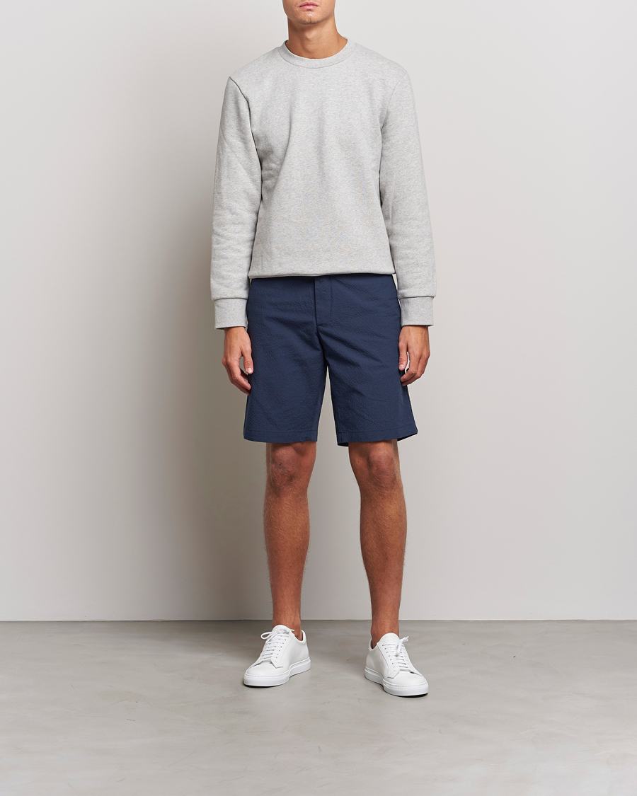 Men | Shorts | J.Lindeberg | Nathan Seersucker Shorts Navy