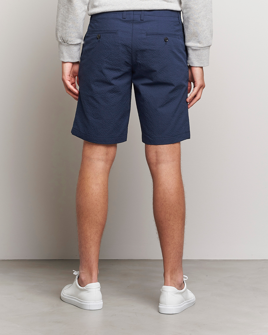 Men | Shorts | J.Lindeberg | Nathan Seersucker Shorts Navy