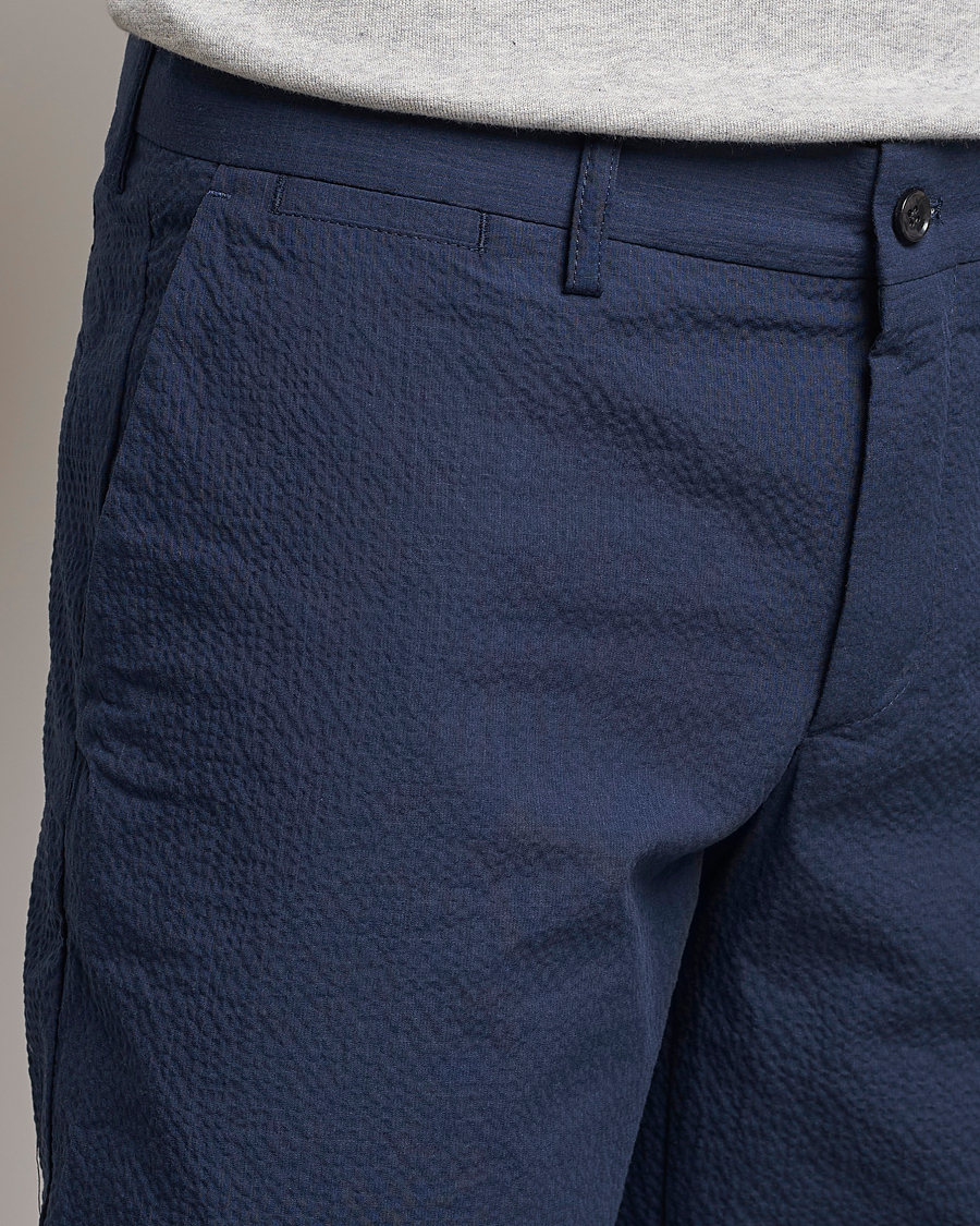 Men | Shorts | J.Lindeberg | Nathan Seersucker Shorts Navy