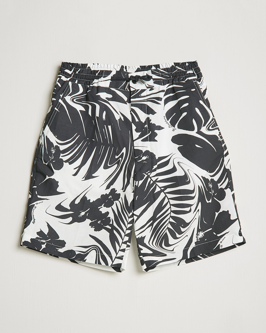 Men | Drawstring Shorts | J.Lindeberg | Earl Hibiscus Print Shorts Black/White