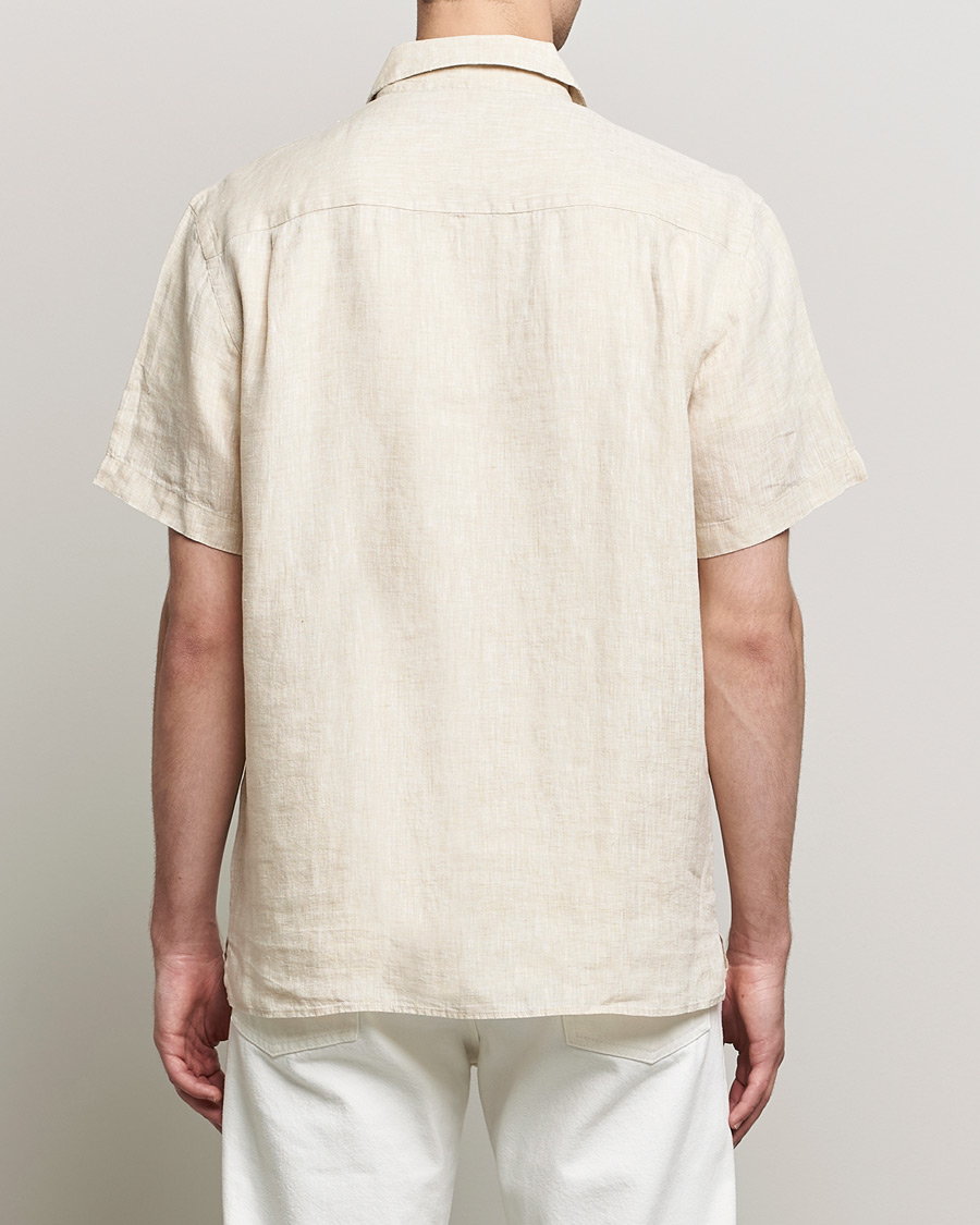 Men | Shirts | J.Lindeberg | Linen Melange Short Sleeve Shirt Safari Beige