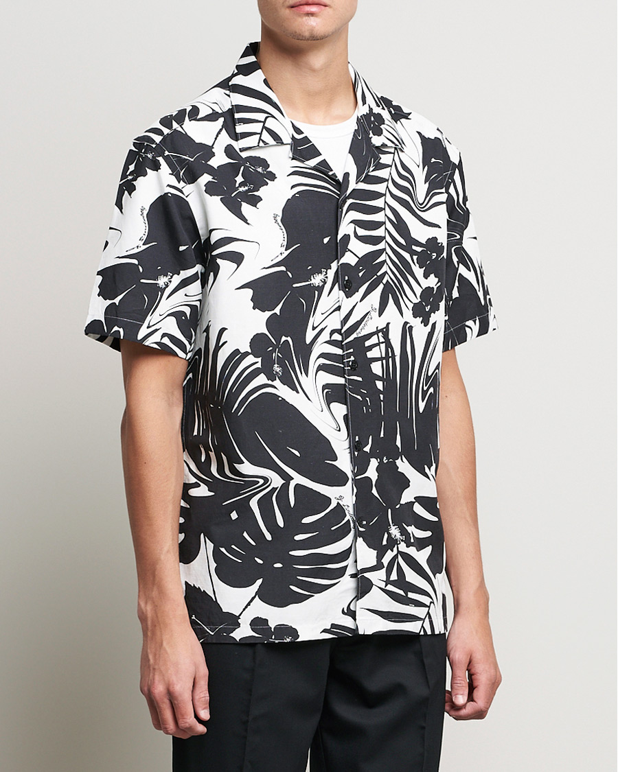 Men | Shirts | J.Lindeberg | Elio Hibiscus Print Short Sleeve Shirt White/Black