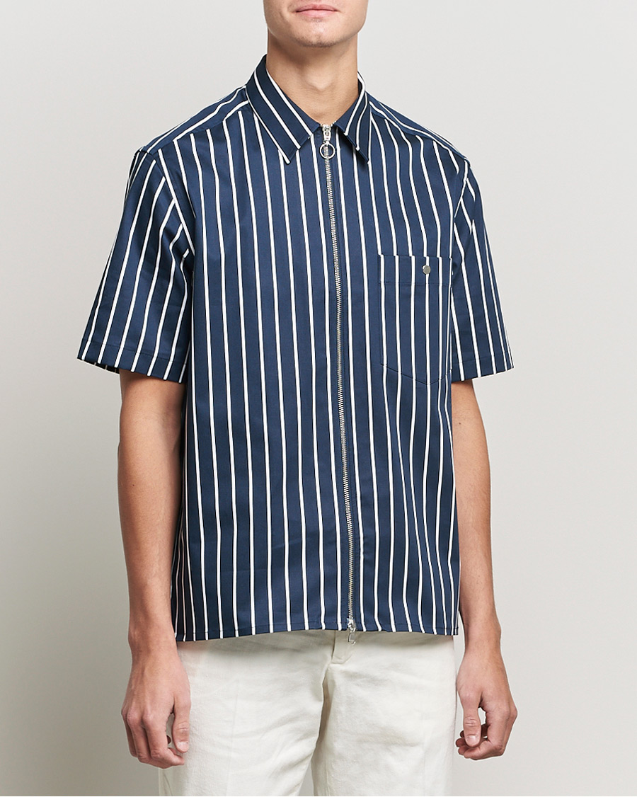 J.Lindeberg Chainy Short Sleeve Zip Shirt Navy at CareOfCarl.com
